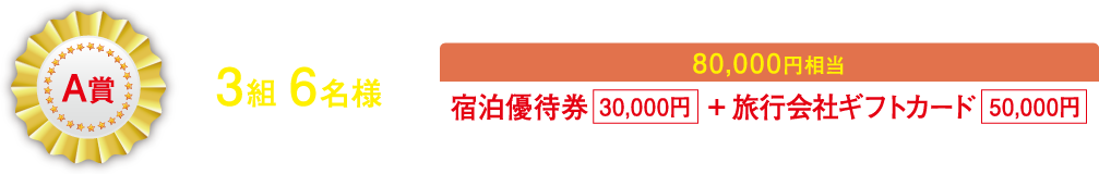 A賞 3組6名様 80,000円相当